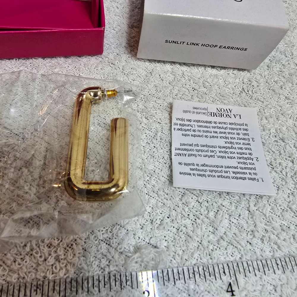 Women's STUDIO 1886 Gold Sunlit Link Hoop Earrings One Size - Picture 3 of 4